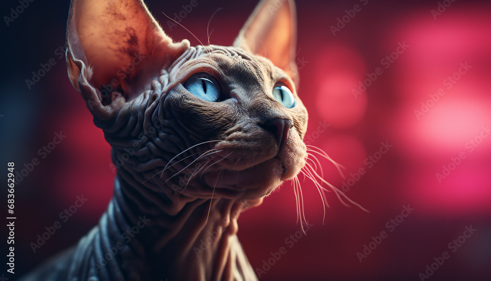 Recreation of a Sphynx cat staring