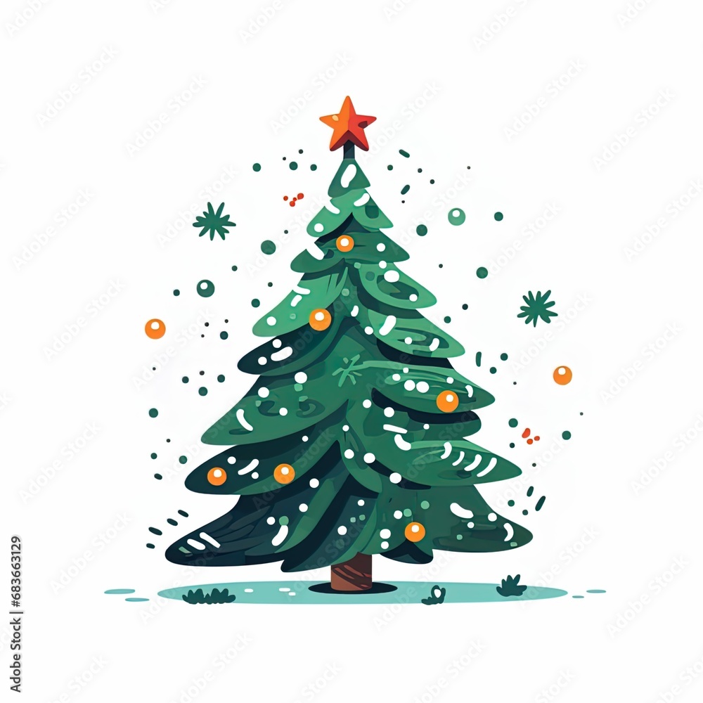 christmas tree with gifts on an isolated white background