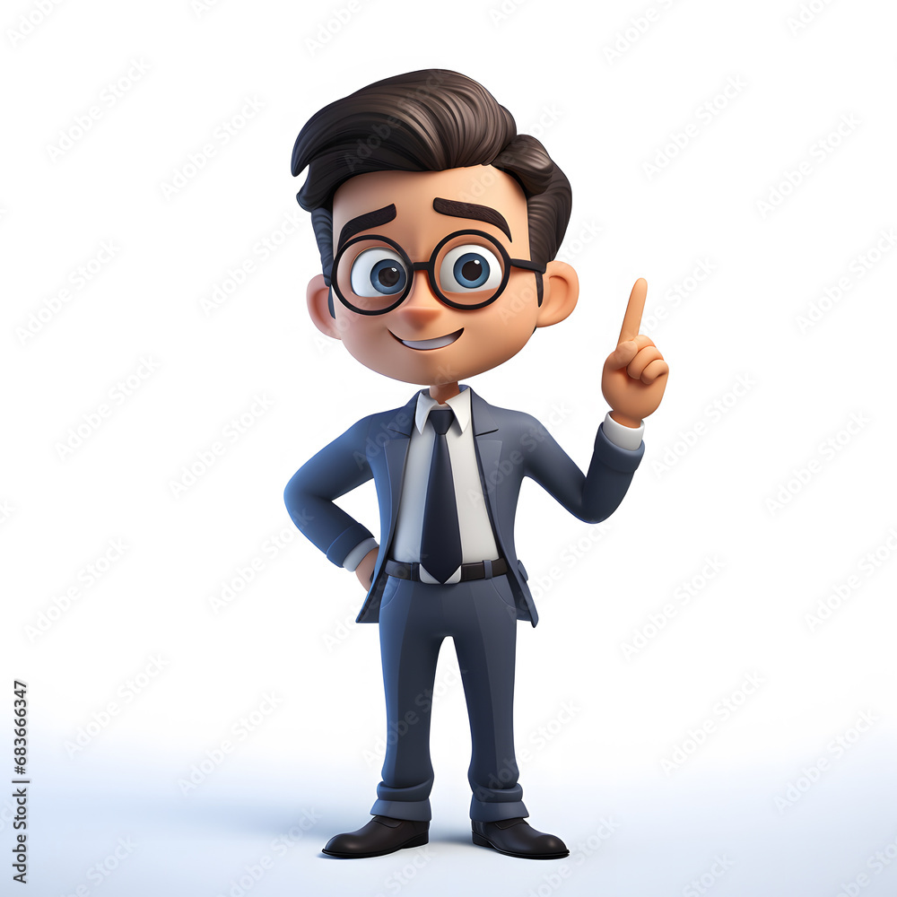 businessman standing with question mark 3d cartoon on a white background