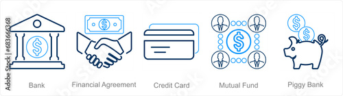 A set of 5 Finance icons as increase revenue, growth, budget