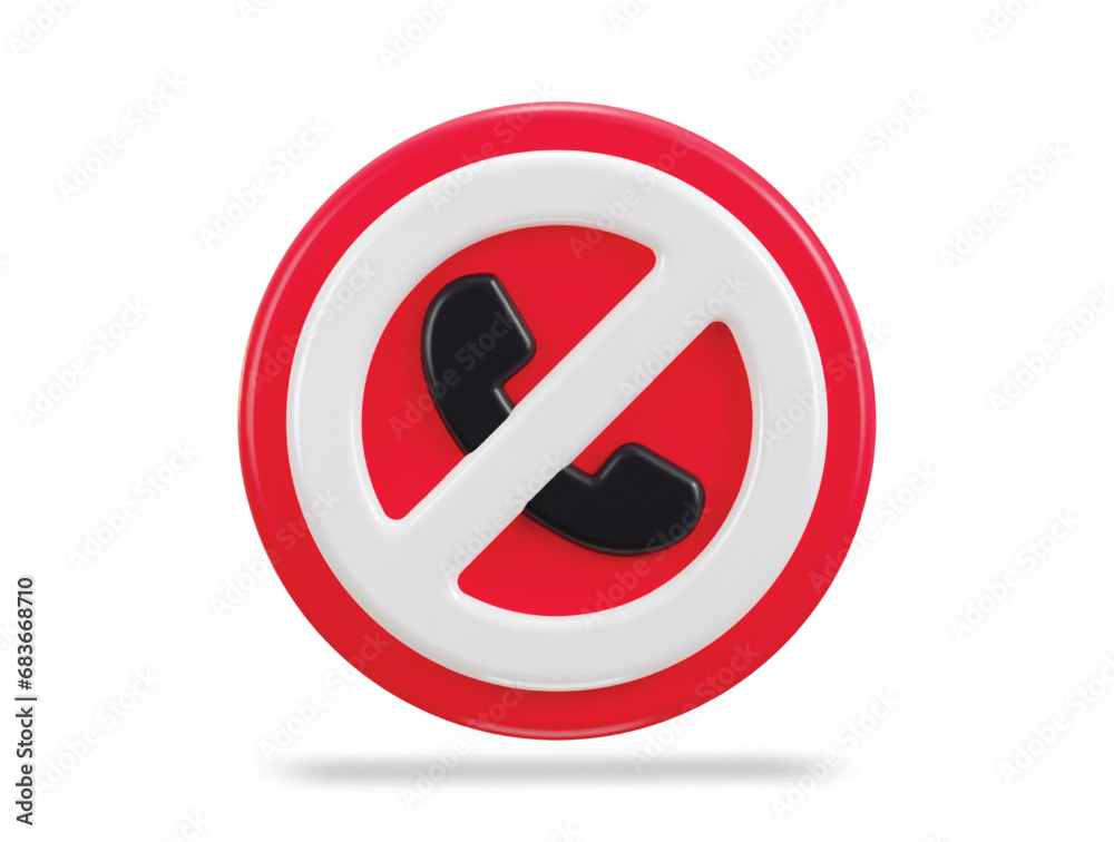 phone call ban, block 3d rendering vector icon illustration phone call ban, block 3d rendering vector icon illustration