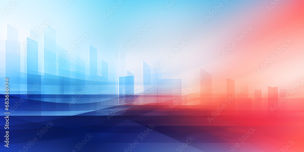 Abstract skyscrapers white and red background, geometric pattern of towers, perspective graphic shapes of buildings - Architectural, financial, corporate and business brochure template