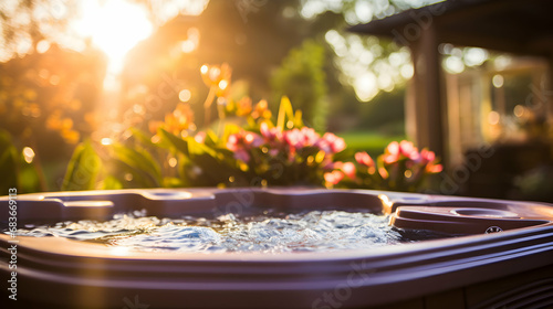 hot tub sunny bright background, generative ai photo