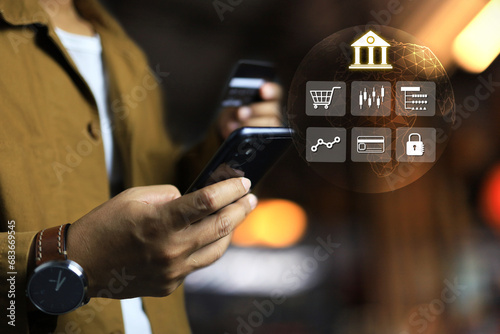 Customer buy and shop in online stores by paying with mobile banking through mobile phone application is the lifestyles of people in the digital age who can trade all over the world