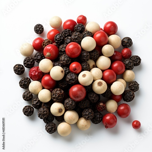 Pepper Mix Red Black White Green, Isolated On White Background, For Design And Printing