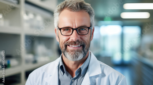 Headshot of middle-aged male scientist in a research laboratory