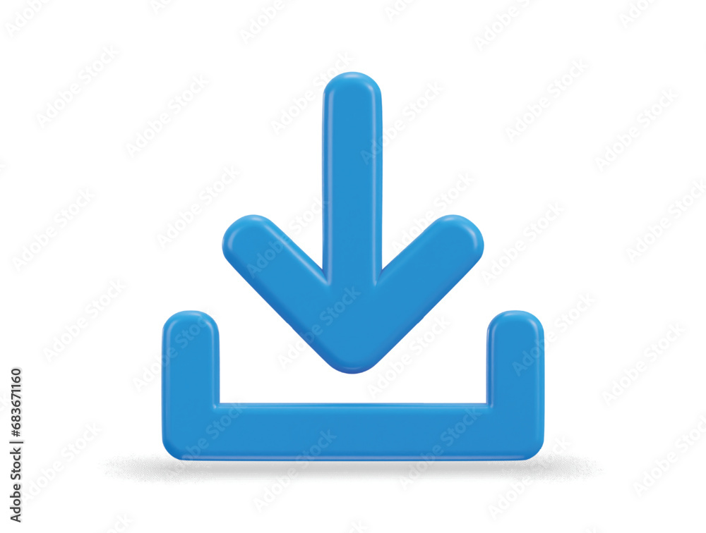 3D download icon, Upload icon, Download symbol, sign. Down arrow bottom side symbol 3D download icon, Upload icon, Download symbol, sign. Down arrow bottom side symbol