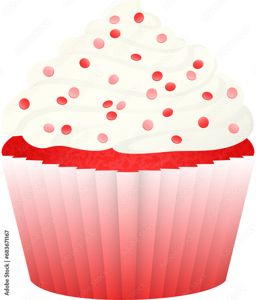 Red Velvet Cupcake With Confetti Sprinkles