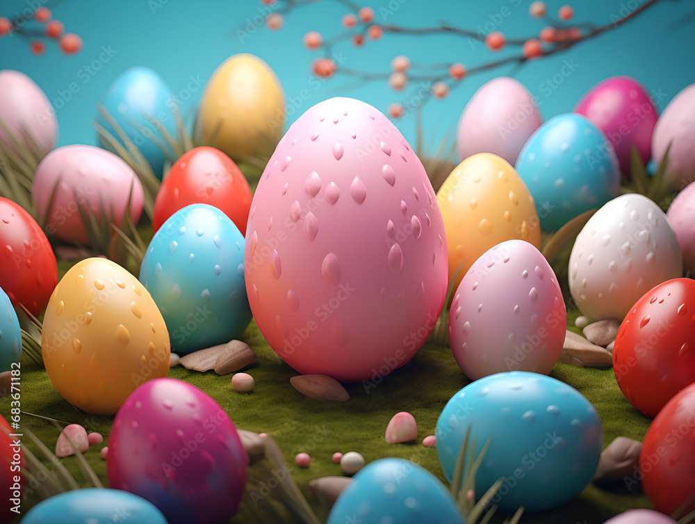 Colorful Easter eggs background
Colorful Easter eggs with floral pattern
 Hunting for Easter Treasures: A Collection of Colorful Eggs
