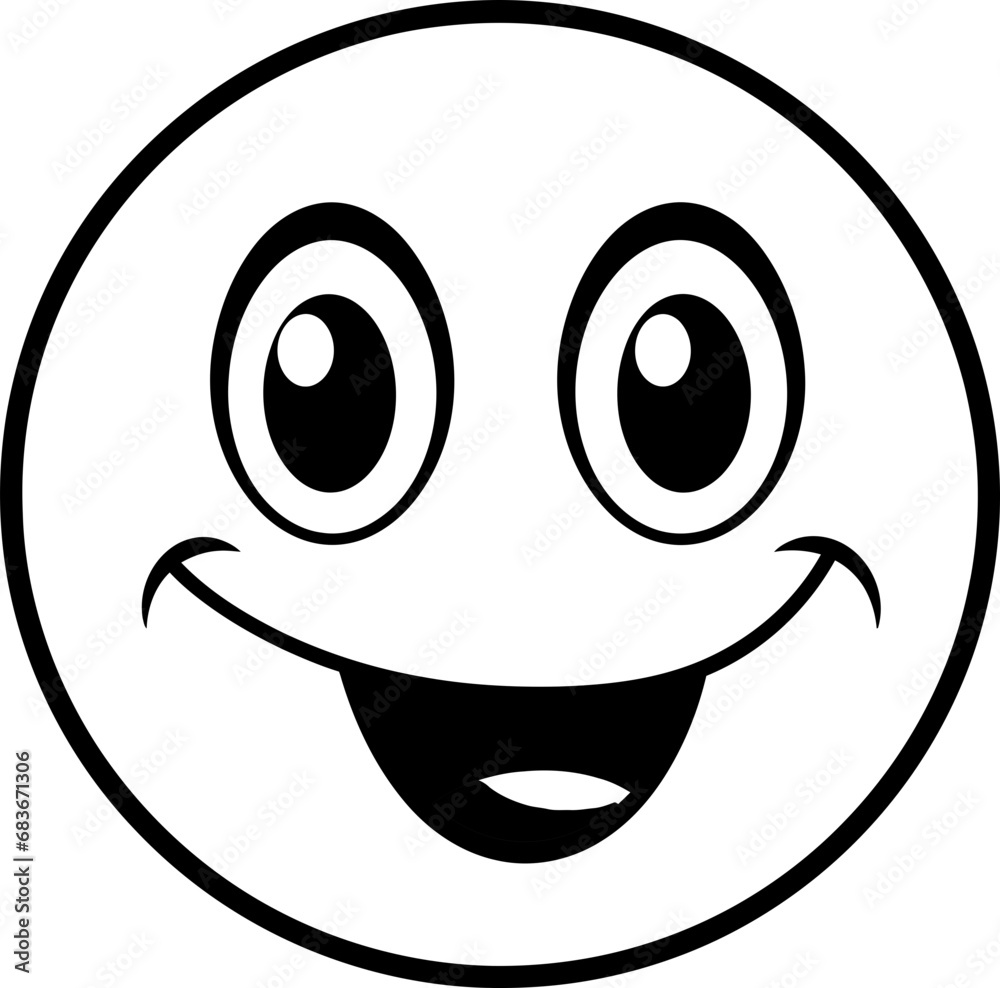 Fototapeta premium Cute emoji coloring page black and white