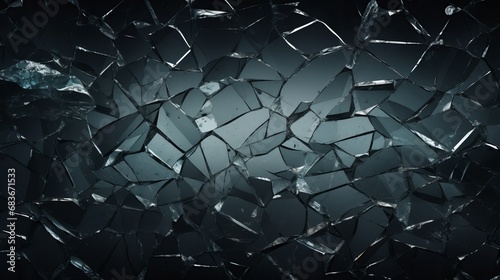 Dark background with smashed glass surface photo
