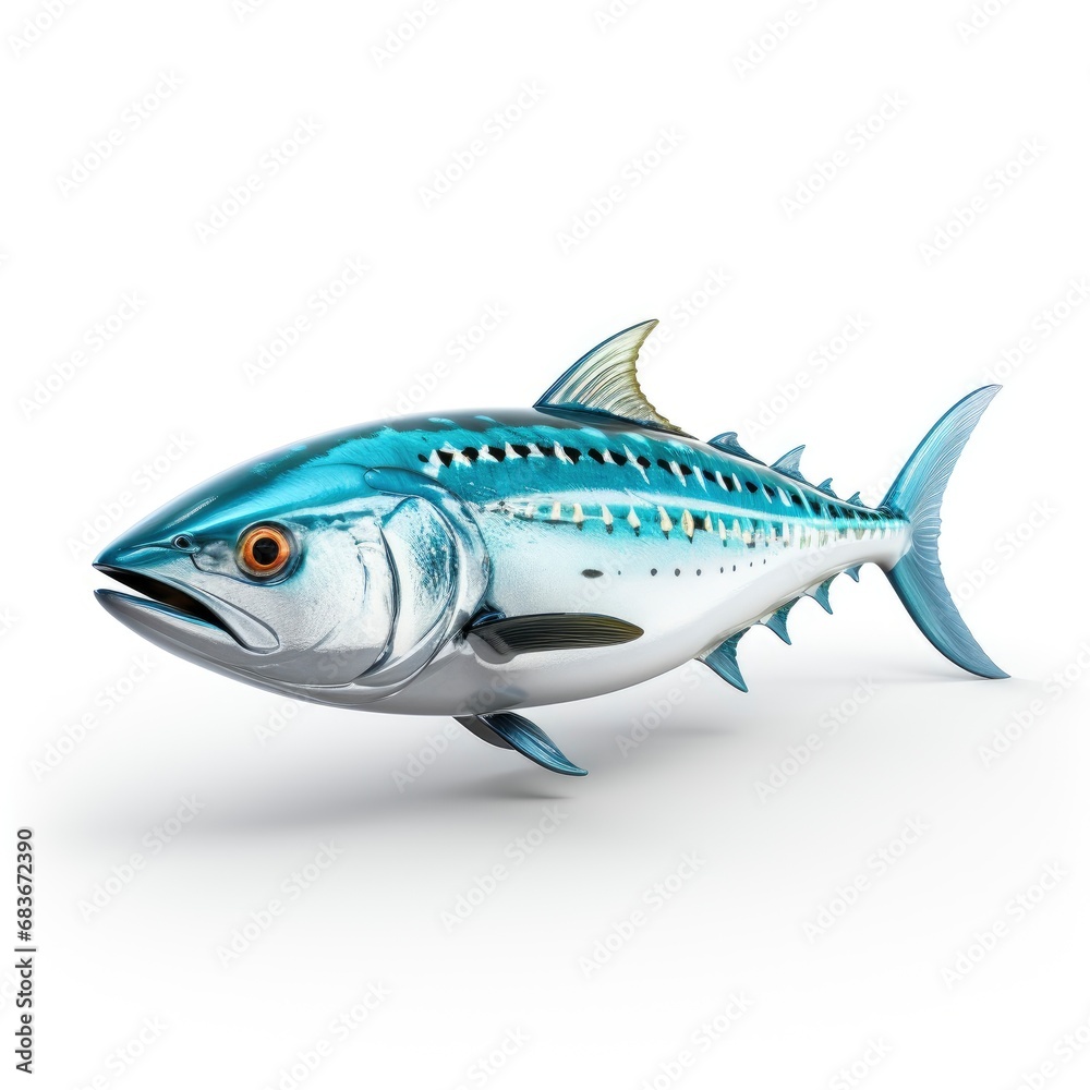 Fish Atlantic Bonito Isolated On White, Isolated On White Background, For Design And Printing Fish Atlantic Bonito Isolated On White, Isolated On White Background, For Design And Printing