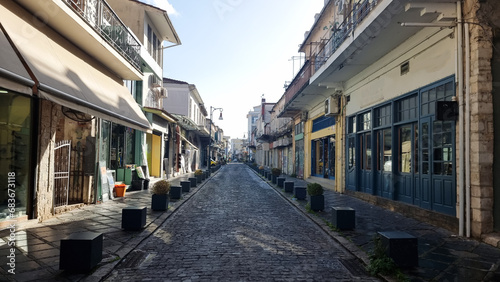 ioannina city in winter rainy days street view greece photo