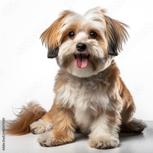 Cute Happy Red Parti Colored Havanese, Isolated On White Background, For Design And Printing © HKTArt4U