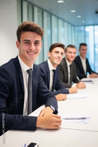 Group of young men sitting ...
