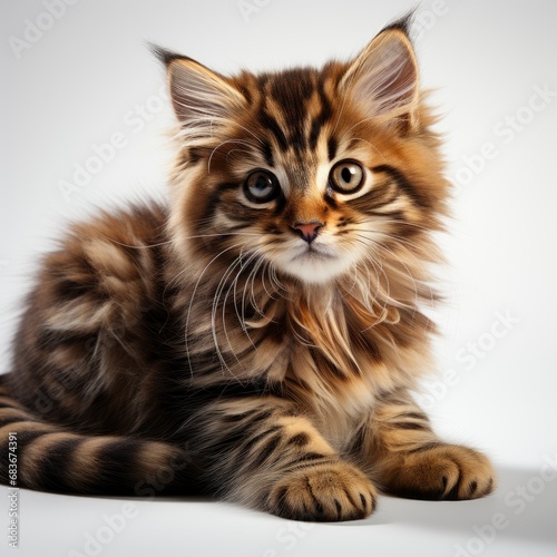Cute Pet Kitten On Clean White, Isolated On White Background, For Design And Printing