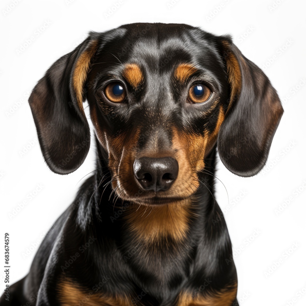 Dachshund Sausage Dog 1 Year Old, Isolated On White Background, For Design And Printing