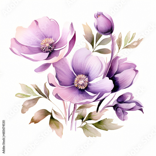 Watercolor Royal Flower isolated on white background