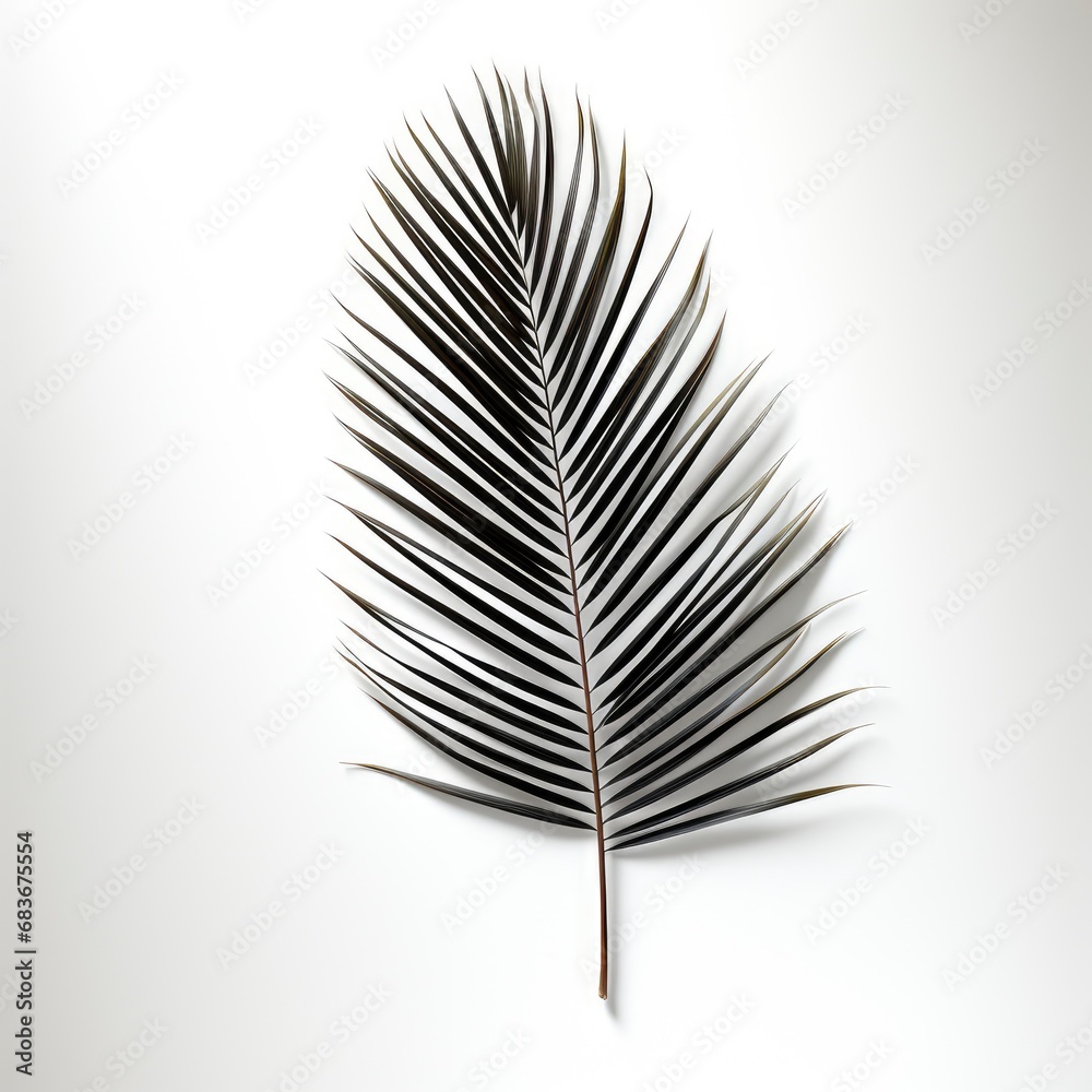 Abstract Gray Shadow Background Natural Palm, Isolated On White Background, For Design And Printing