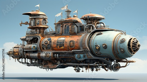 Steampunk Spaceship with Gears