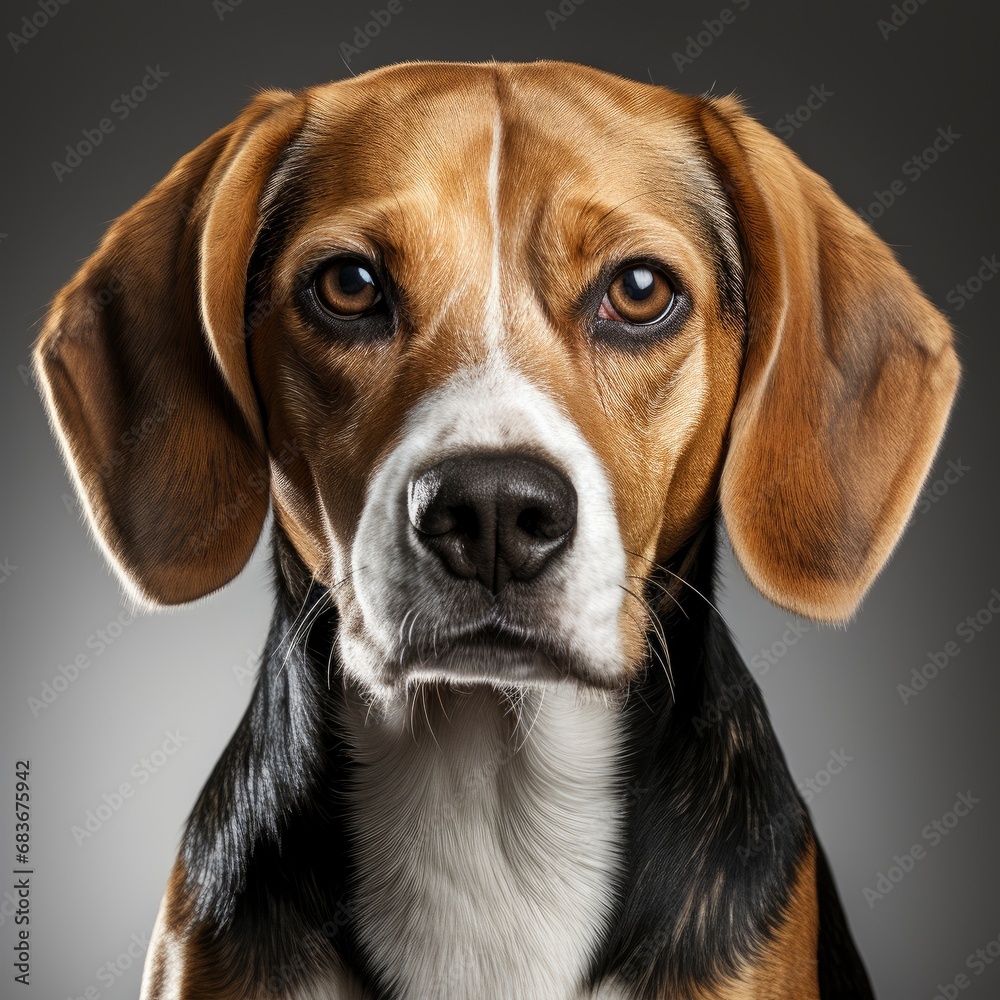Beautiful Beagle Dog Isolated On White, Isolated On White Background, For Design And Printing