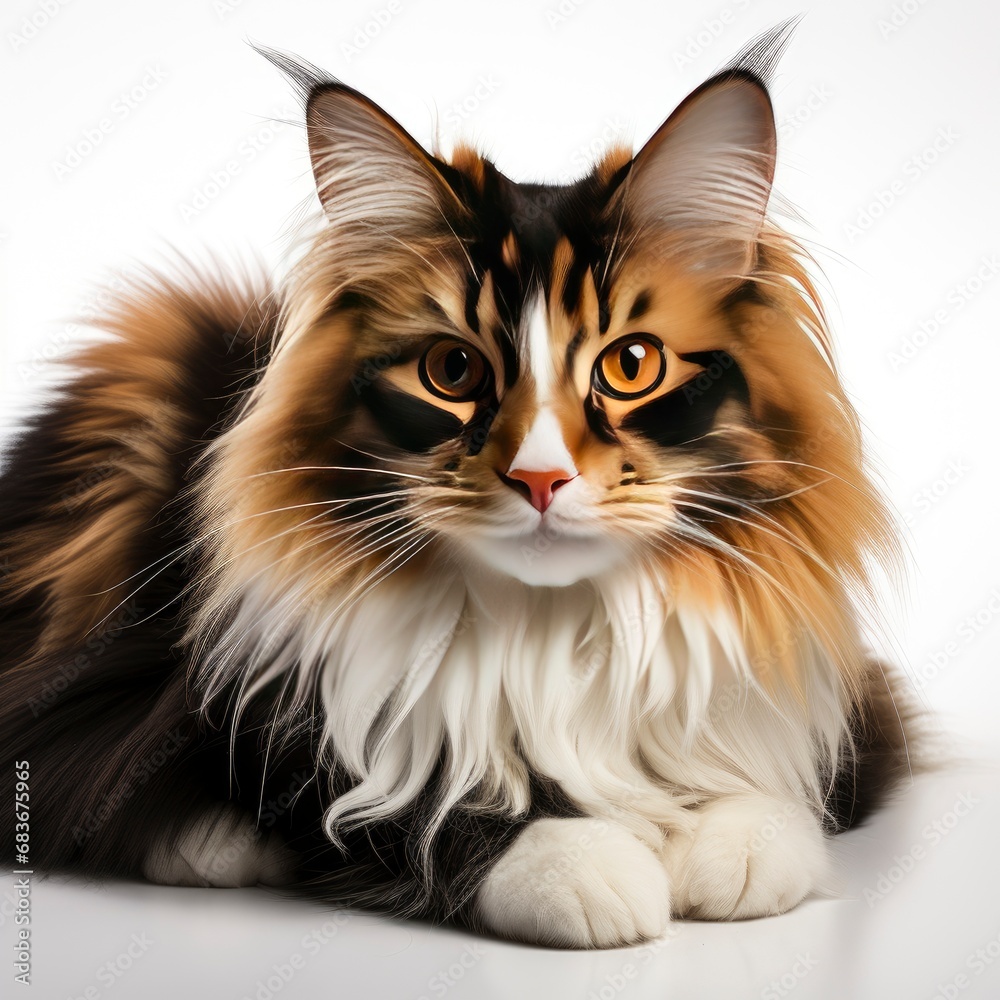Beautiful Cat Isolated On White Background, Isolated On White Background, For Design And Printing Beautiful Cat Isolated On White Background, Isolated On White Background, For Design And Printing