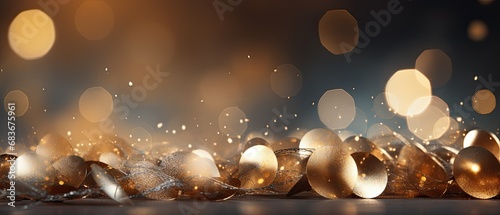 Bokeh Lights and Glitter New Years Banner with Copyspace