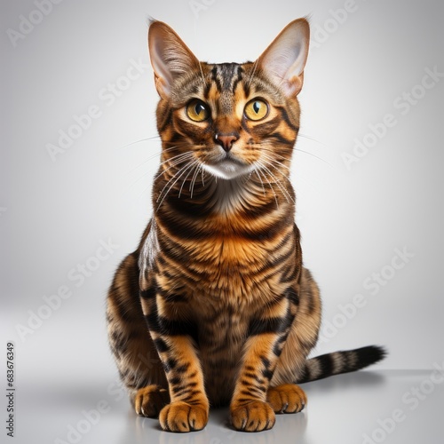 Bengal Cat On White Background, Isolated On White Background, For Design And Printing