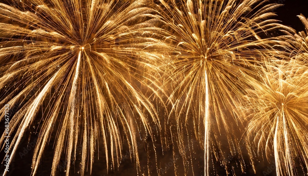 Obraz premium golden fireworks lighting up the night sky