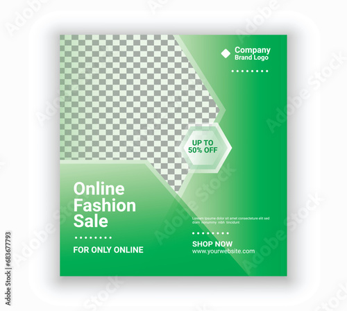 Online fashion sale social media post template design