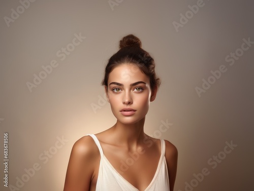 Portrait of a young woman with very beautiful eyes. Fashion and beauty.