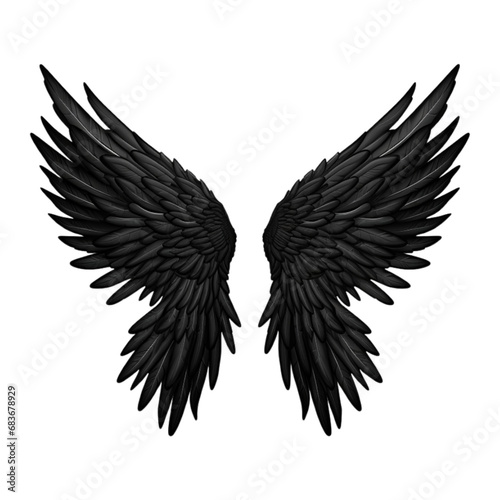 illustration of a black wings isolated in the transparent background
