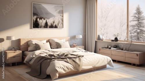 Scandinavian interior design of a modern bedroom