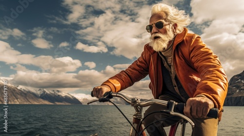 An old man travels and leads an active lifestyle. Happy old age and retirement. © Restyler