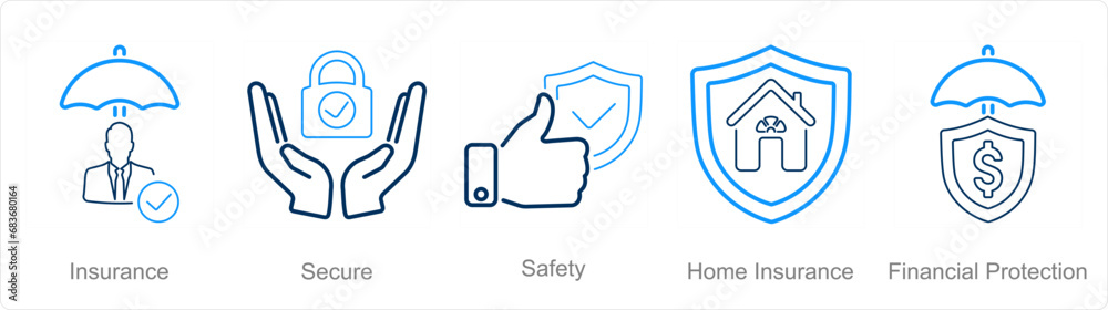 A set of 5 Insurance icons as insurance, secure, safety