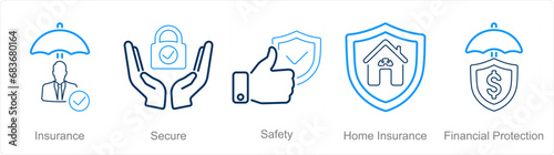 A set of 5 Insurance icons as insurance, secure, safety