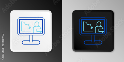 Line Global economic crisis news icon isolated on grey background. World finance crisis. Colorful outline concept. Vector