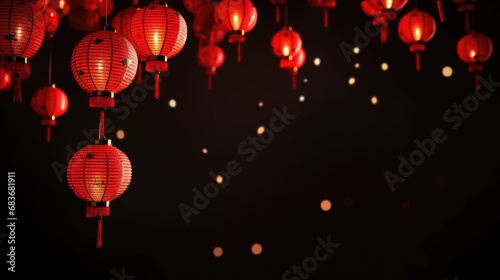 Red Chinese new year lantern design photo