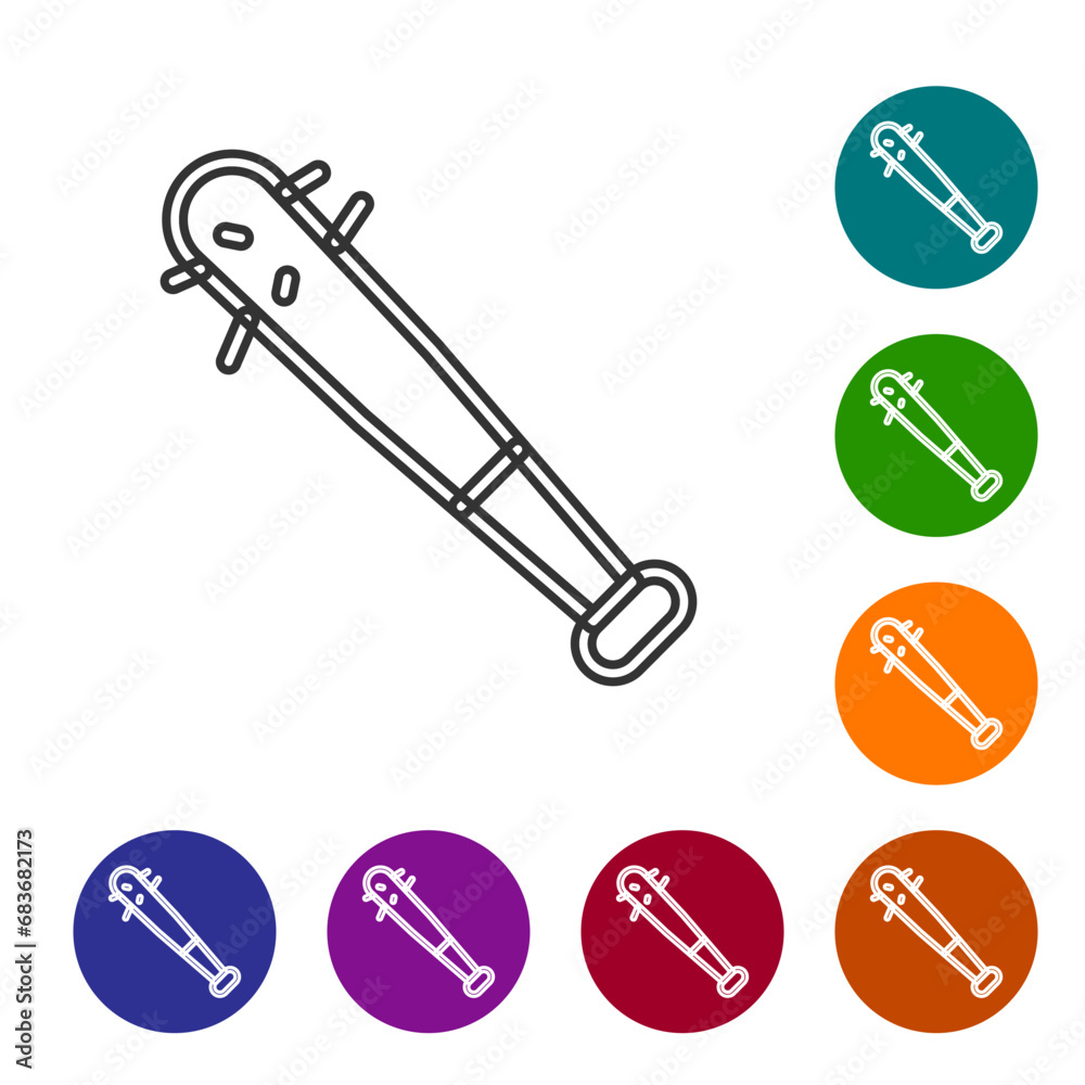 Black line Baseball bat with nails icon isolated on white background. Violent weapon. Set icons in color circle buttons. Vector Black line Baseball bat with nails icon isolated on white background. Violent weapon. Set icons in color circle buttons. Vector