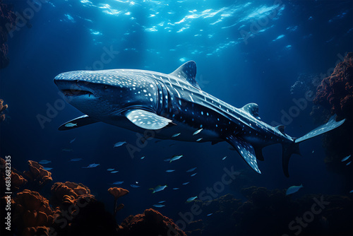 Whale Shark in the depths of the sea