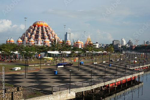 The 99 Domes Mosque is one of the most unique mosques in the world and in Makassar, South Sulawesi, Indonesia. photo