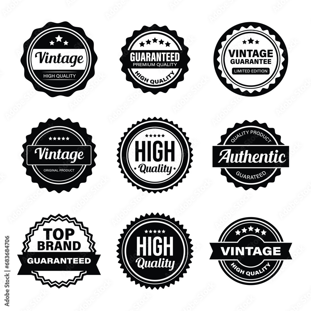 vintage badge collection vector set