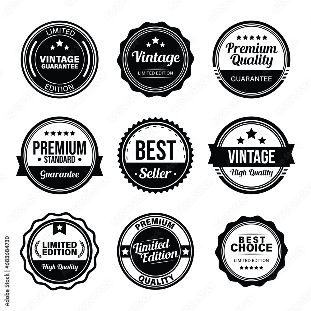 vintage badge collection vector set