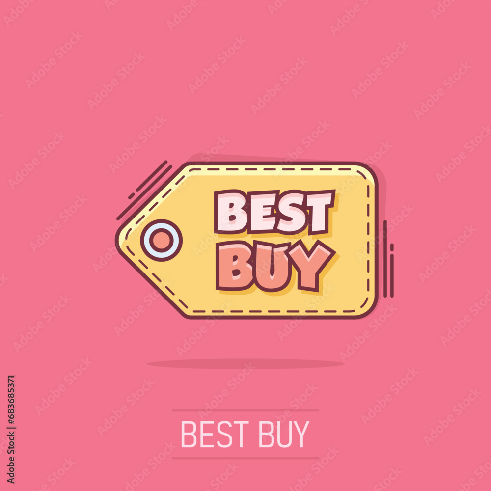 Vector cartoon best buy shopping icon in comic style. Best buy sign illustration pictogram. Discount business splash effect concept. Vector cartoon best buy shopping icon in comic style. Best buy sign illustration pictogram. Discount business splash effect concept.