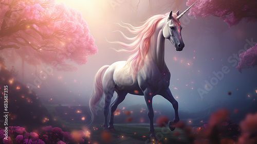 Pretty unicorn standing magical fantasy