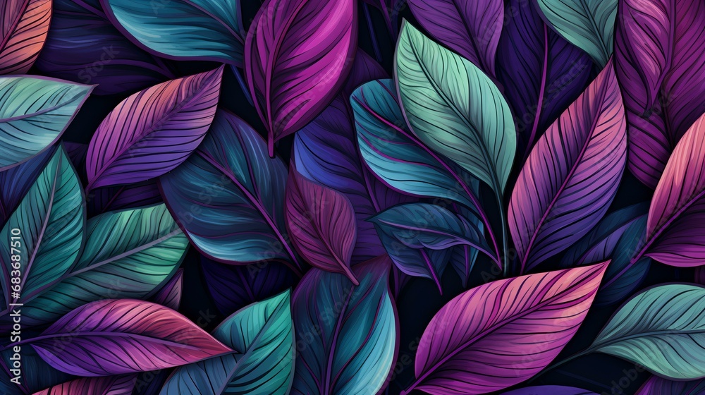 Seamless pattern with tropical leaves. Vector illustration. ESP 10