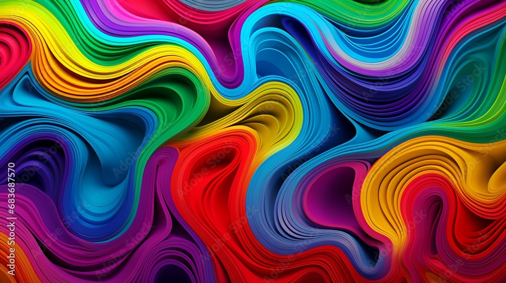 abstract multicolored wavy background. 3d render illustration