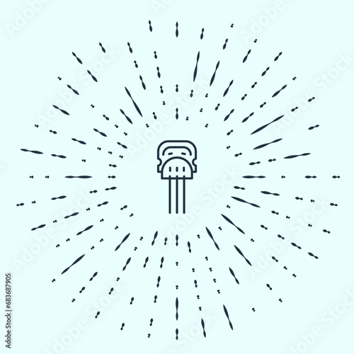 Black line Flamenco woman accessories icon isolated on grey background. Peineta. Spanish comb. Abstract circle random dots. Vector