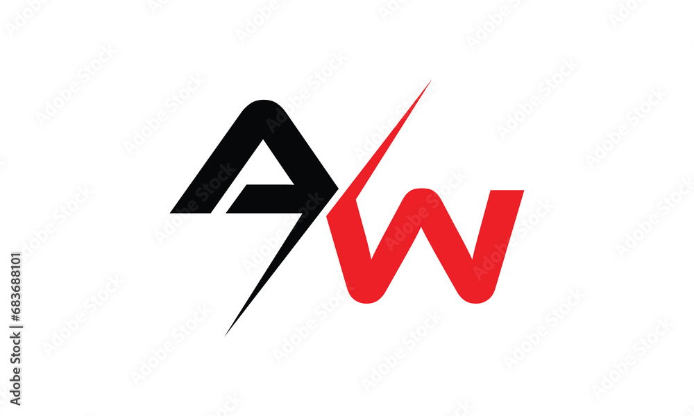 aw unique black red letter logo template design. aw unique black red letter logo template design.
