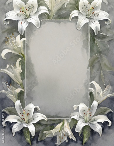 White Lily Floral Border: Elegant Design Element